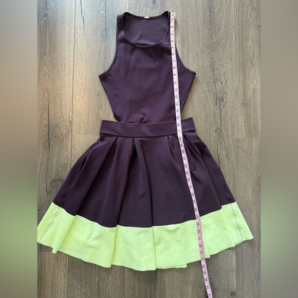 Lululemon Away Dress Black Cherry Neon Yellow Size Small - Picture 6 of 14